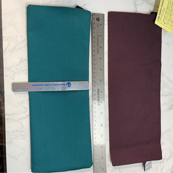 2 Zippered Extra Long Pouches, Maroon and Teal - Picture 3 of 6